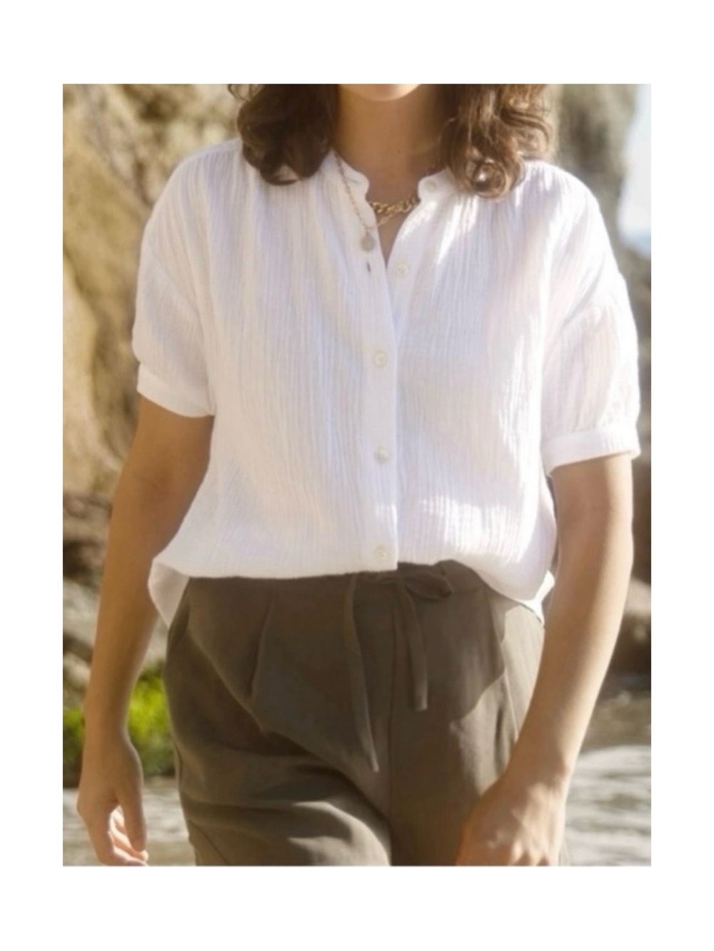 NEW! Greylin Olana Gauze Crinkle Blouse Luxury Top | M